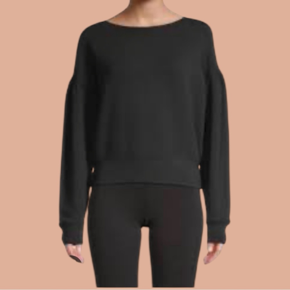 UGG-Tenley Cropped Puff Sleeve Sweatshirt-Black